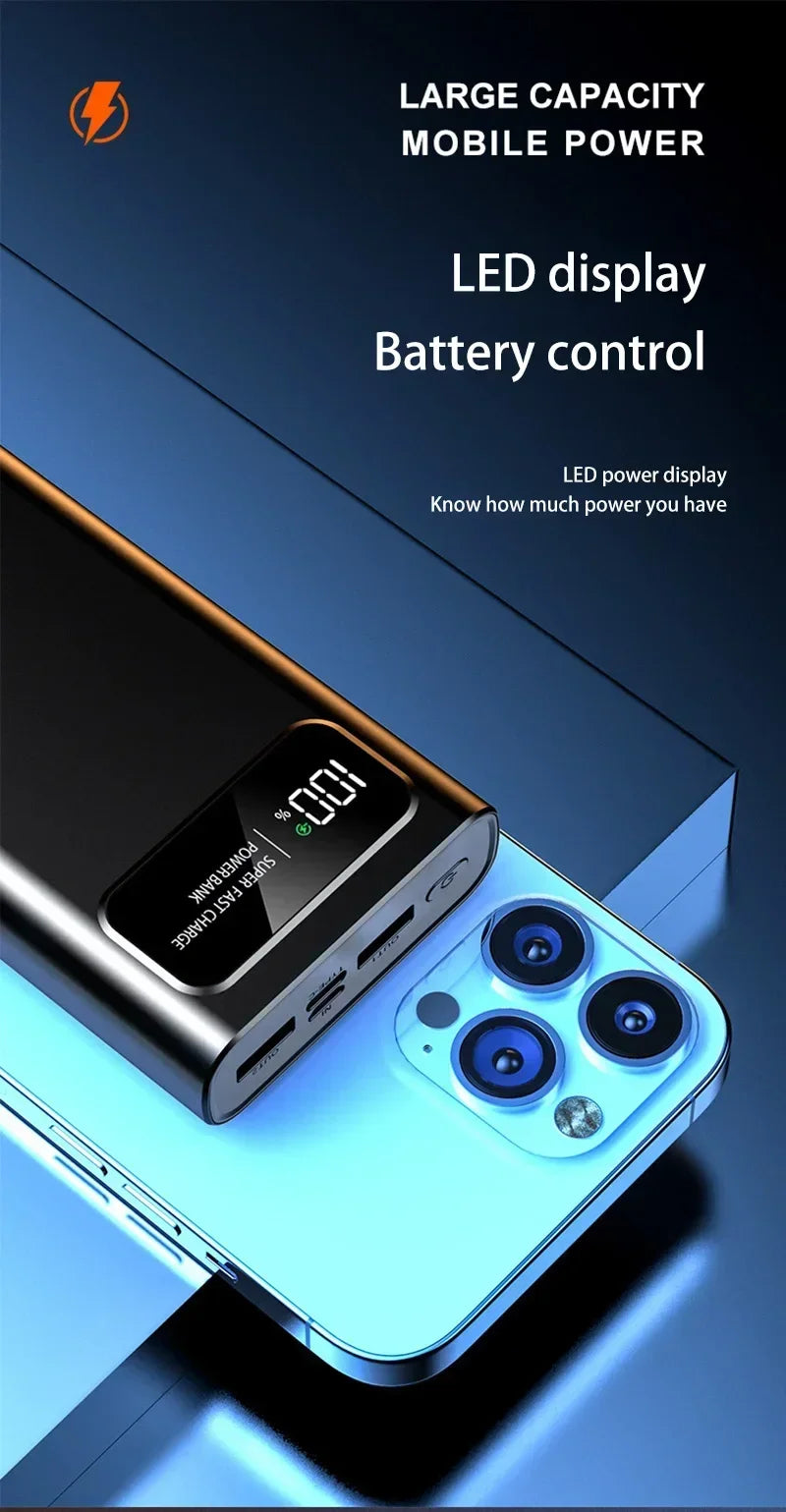 Power Bank de 200000mAh com Super Carga Rápida de 120W | Compatível com iPhone, Samsung, Xiaomi - DGV Distribuidora