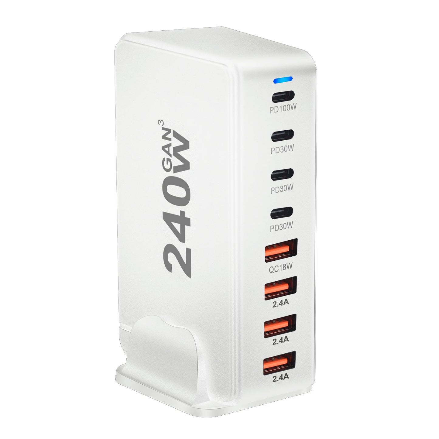 Estação de carregamento GaN 240W com 8 Portas USB Type C PD - Carregamento Rápido 3.0