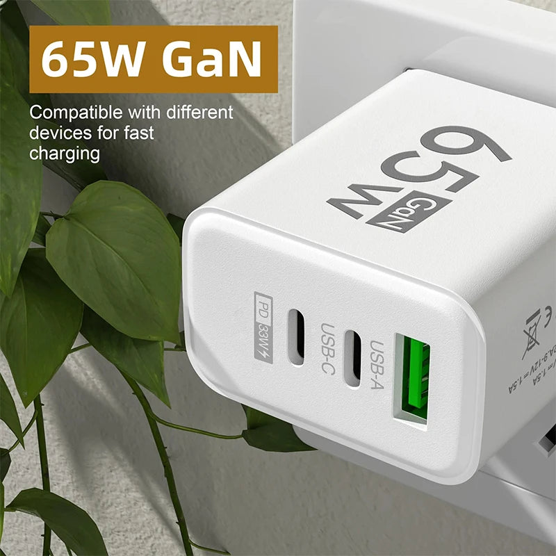 Carregador Rápido GaN 65W - Potência e Segurança em Suas Mãos!