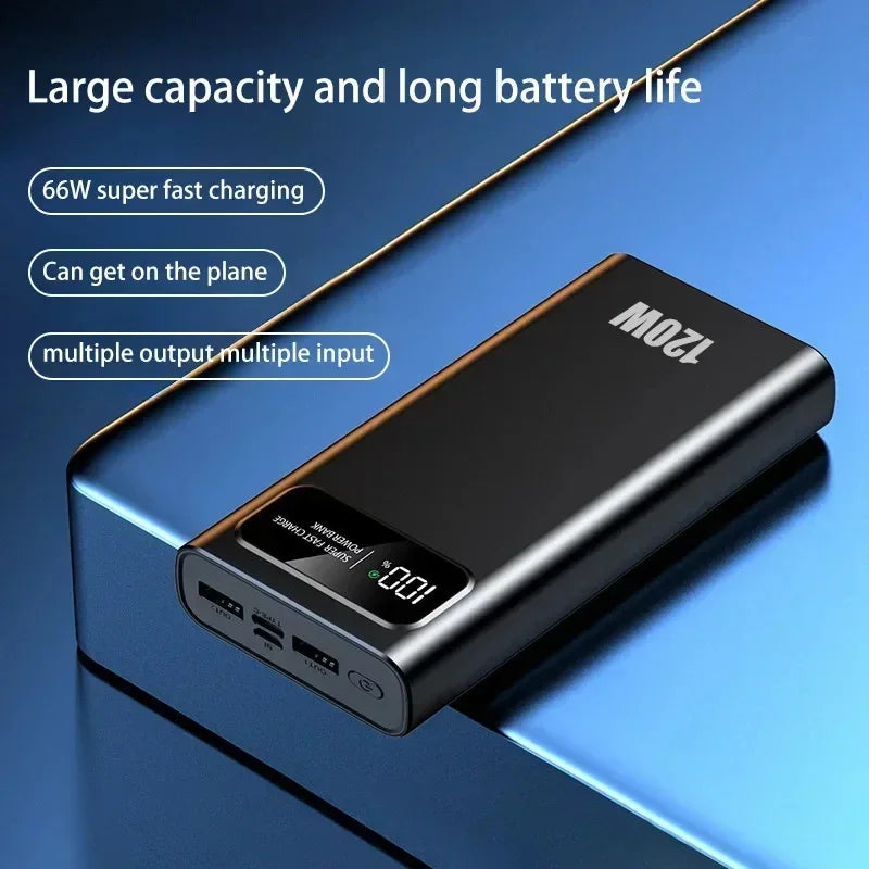 Power Bank de 200000mAh com Super Carga Rápida de 120W | Compatível com iPhone, Samsung, Xiaomi - DGV Distribuidora